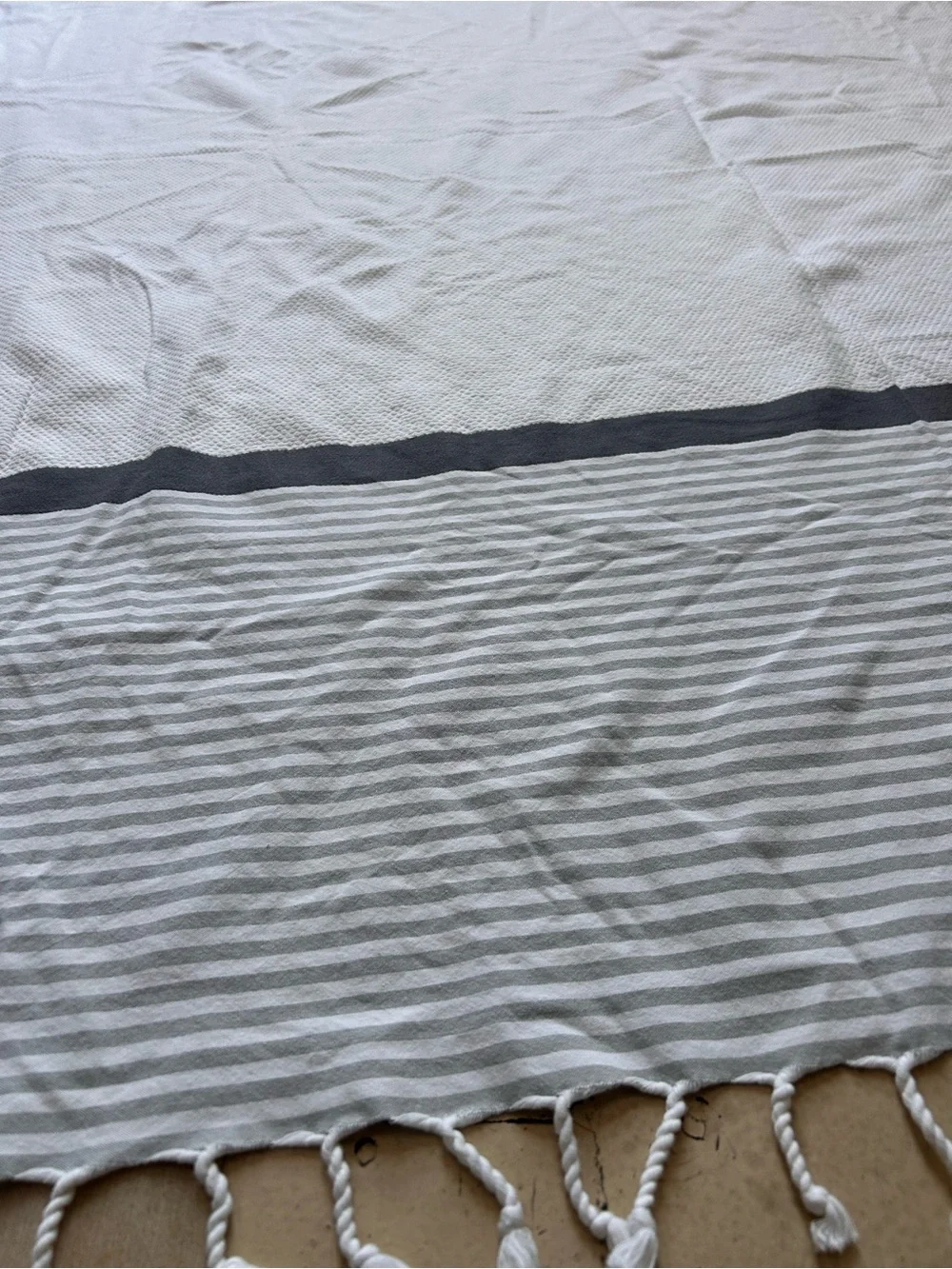 WEST ELM Shower Cotton Curtain with Stripes/Fringes #0501264